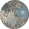 Homeroots 4 ft. Round Charcoal & Blue Big Flower Area Rug 385413 - alternate 6
